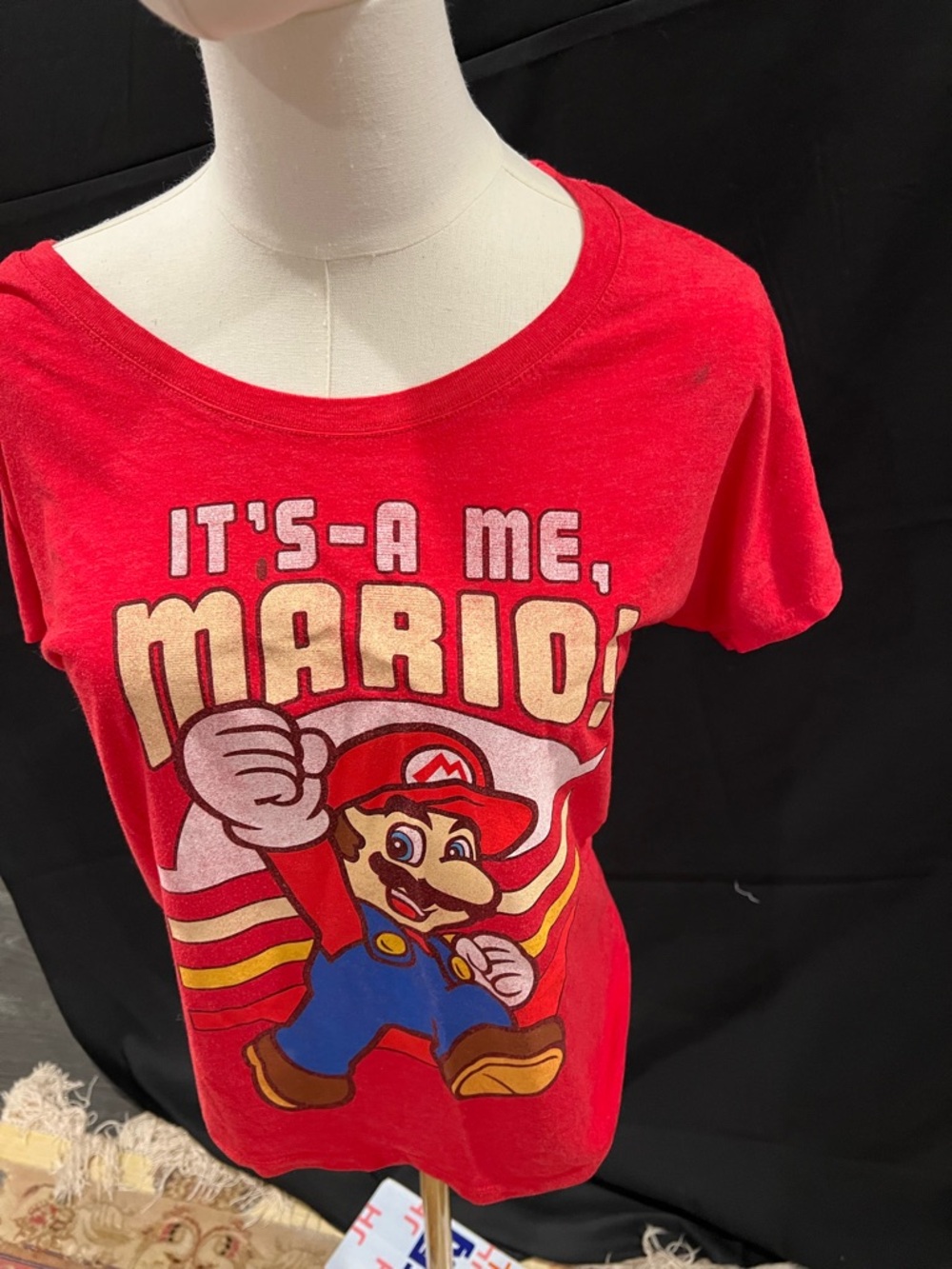 Women red Mario Graphic Tee - "It's-a Me, Mario!"